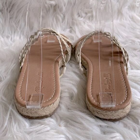 MADEWELL Kathryn Espadrille Slide Sandal braided Leather straps cream NWOT - Picture 3 of 11